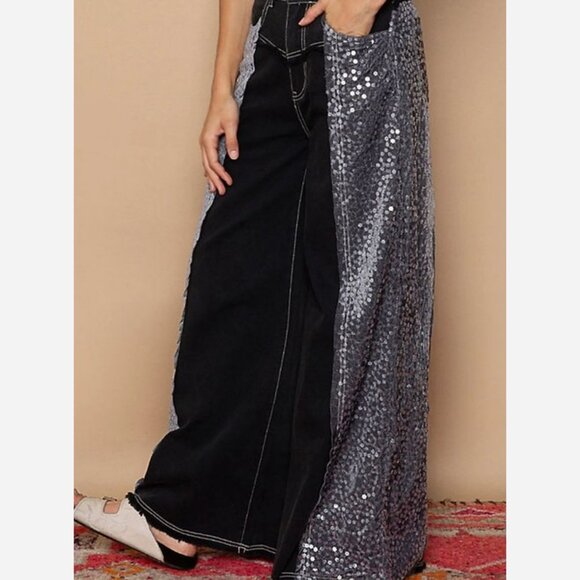 Sequin Wide-Leg Denim Pants – Perfect for any holiday party! - Picture 6 of 12